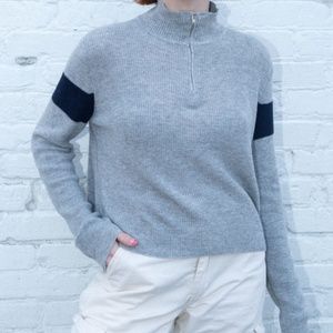 Brandy Melville Casey Half Zip Grey Sweater